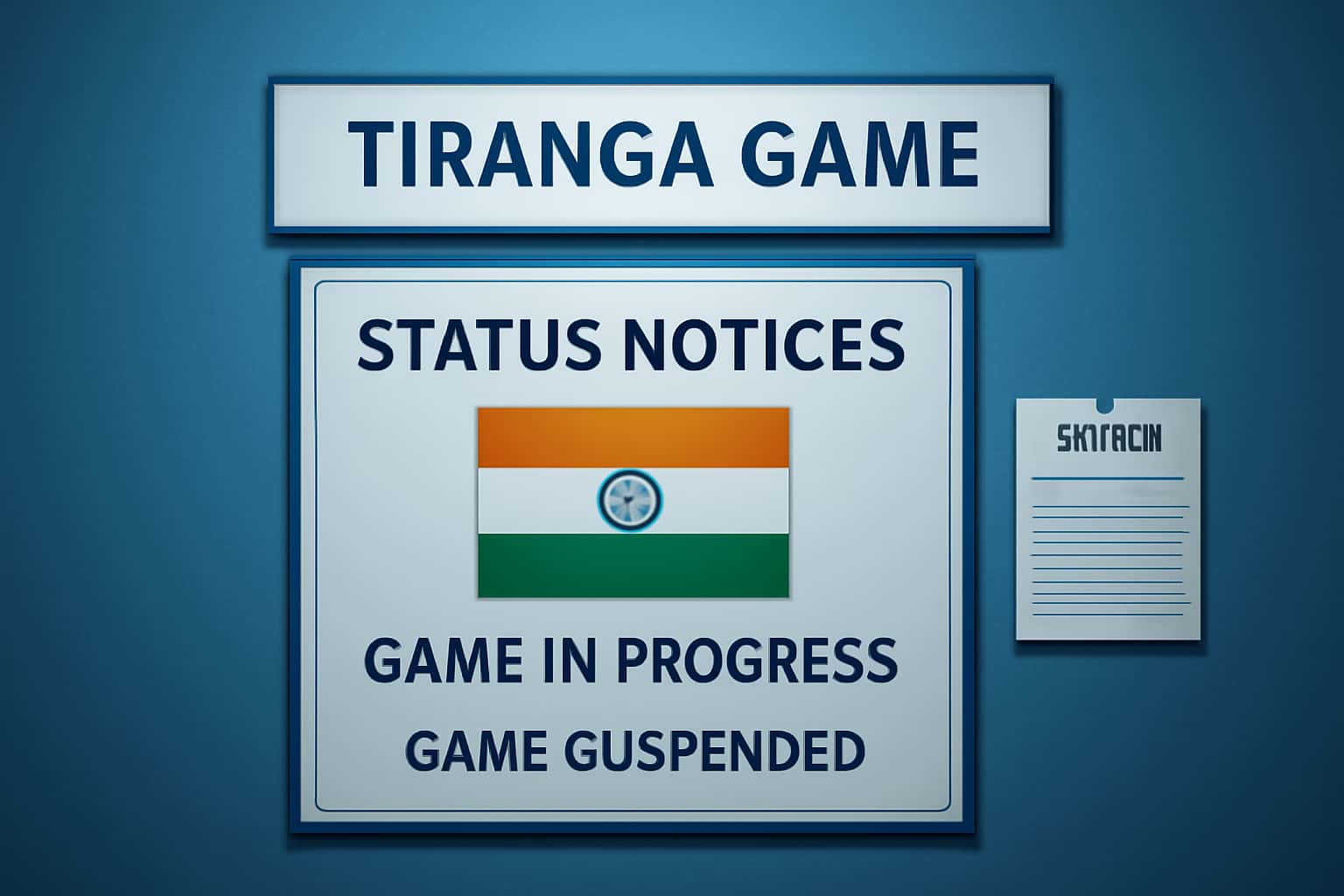 Visual representation of Tiranga Game Status Notices providing essential game updates.