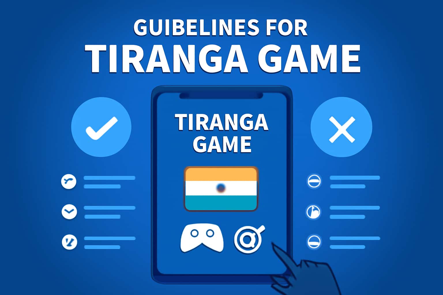 Informational scene highlighting guidelines for Tiranga Game usage.
