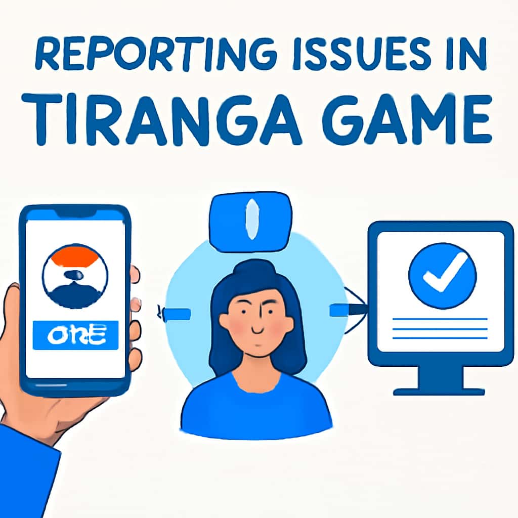 Diagram showing how to report issues in Tiranga Game.
